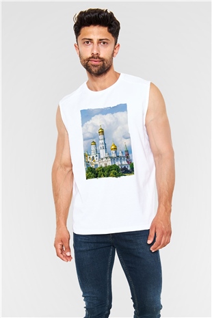 Moskova Kremlini Beyaz Unisex Kolsuz Tişört