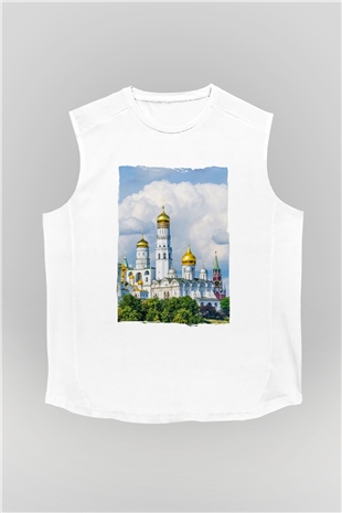 Moskova Kremlini Beyaz Unisex Kolsuz Tişört