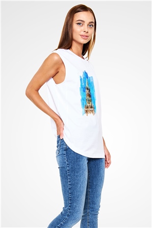 Moskova Kremlini Beyaz Unisex Kolsuz Tişört