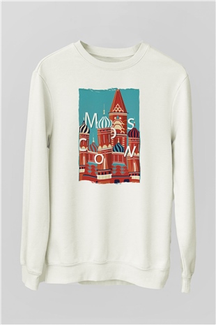 Moskova Kremlini Beyaz Unisex Sweatshirt