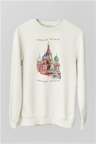Moskova Kremlini Beyaz Unisex Sweatshirt