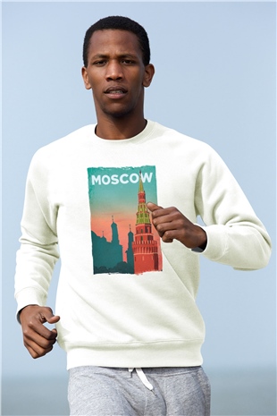 Moskova Kremlini Beyaz Unisex Sweatshirt