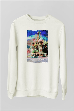 Moskova Kremlini Beyaz Unisex Sweatshirt