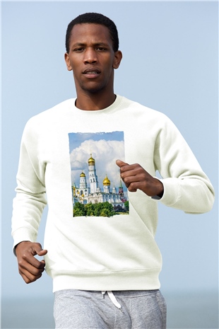 Moskova Kremlini Beyaz Unisex Sweatshirt