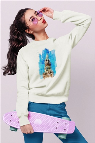 Moskova Kremlini Beyaz Unisex Sweatshirt