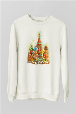 Moskova Kremlini Beyaz Unisex Sweatshirt