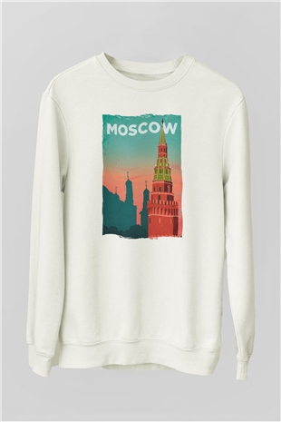 Moskova Kremlini Beyaz Unisex Sweatshirt