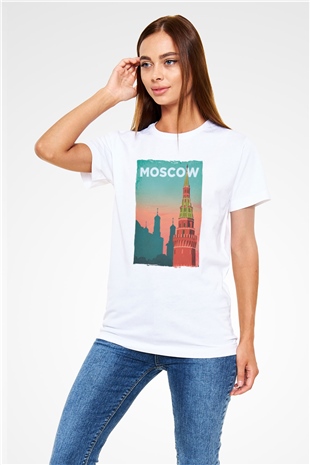 Moskova Kremlini Beyaz Unisex Tişört T-Shirt - TişörtFabrikası