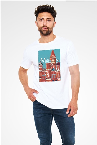 Moskova Kremlini Beyaz Unisex Tişört T-Shirt - TişörtFabrikası