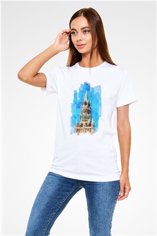 Moskova Kremlini Beyaz Unisex Tişört T-Shirt - TişörtFabrikası