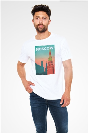 Moskova Kremlini Beyaz Unisex Tişört T-Shirt - TişörtFabrikası
