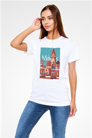Moskova Kremlini Beyaz Unisex Tişört T-Shirt - TişörtFabrikası