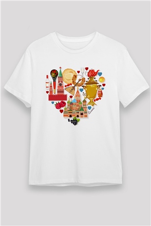 Moskova Kremlini Beyaz Unisex Tişört T-Shirt - TişörtFabrikası