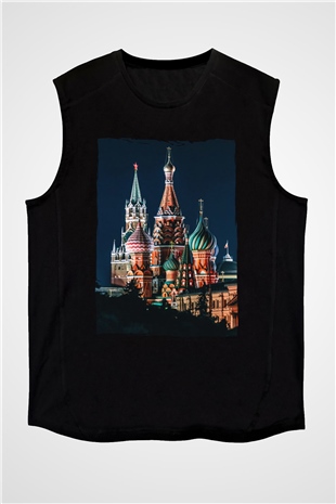 Moskova Kremlini Siyah Unisex Kolsuz Tişört