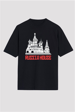 Moskova Kremlini Siyah Unisex Oversize Tişört T-Shirt