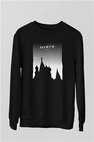Moskova Kremlini Siyah Unisex Sweatshirt