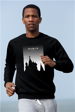 Moskova Kremlini Siyah Unisex Sweatshirt