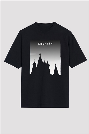 Moskova Kremlini Siyah Oversize Tişört Oversize T-shirt - TişörtFabrikası
