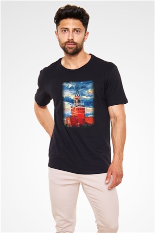 Moskova Kremlini Siyah Unisex Tişört T-Shirt - TişörtFabrikası