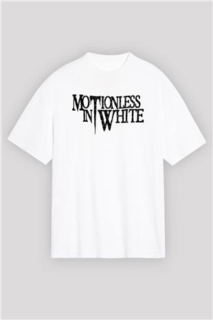 Motionless in White Baskılı Beyaz Unisex Oversize Tişört - Tshirt