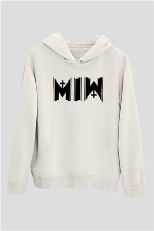 Motionless in White Baskılı Beyaz Unisex Kapüşonlu Sweatshirt