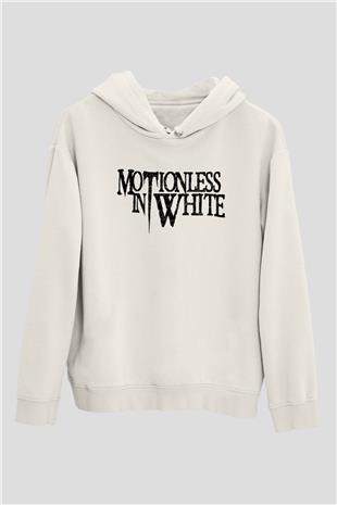 Motionless in White Baskılı Beyaz Unisex Kapüşonlu Sweatshirt