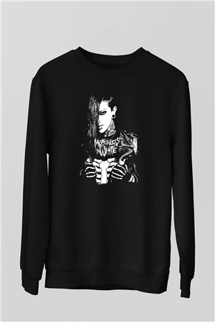 Motionless in White Baskılı Unisex Siyah Sweatshirt
