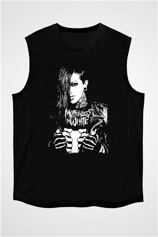 Motionless in White Baskılı Unisex Siyah Kolsuz Tişört - Tshirt