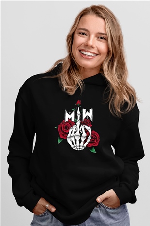 Motionless in White Baskılı Unisex Siyah Kapüşonlu Sweatshirt