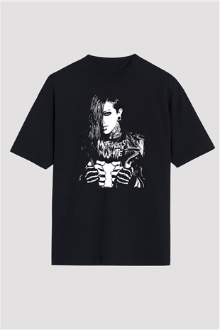 Motionless in White Baskılı Unisex Siyah Oversize Tişört - Tshirt