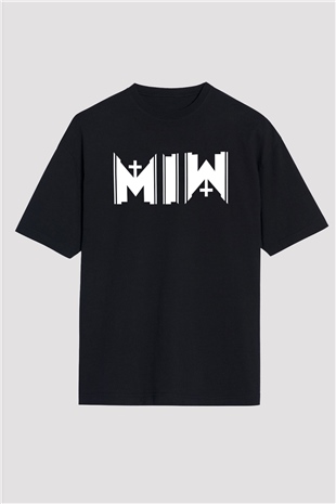 Motionless in White Baskılı Unisex Siyah Oversize Tişört - Tshirt