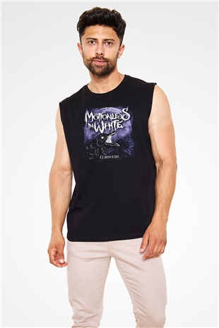 Motionless in White Baskılı Unisex Siyah Kolsuz Tişört - Tshirt