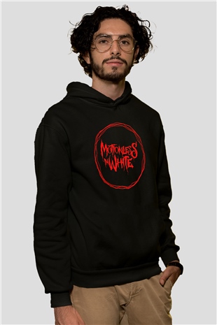 Motionless in White Baskılı Unisex Siyah Kapüşonlu Sweatshirt
