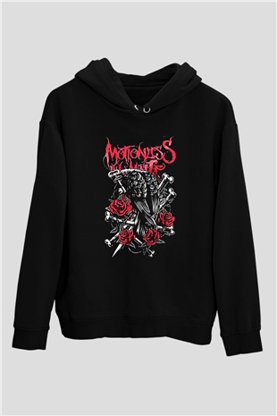 Motionless in White Baskılı Unisex Siyah Kapüşonlu Sweatshirt