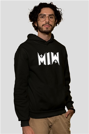 Motionless in White Baskılı Unisex Siyah Kapüşonlu Sweatshirt