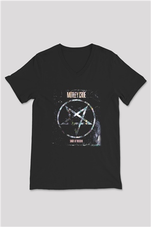 Mötley Crüe Siyah Unisex V Yaka Tişört T-Shirt