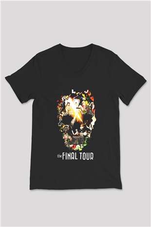 Mötley Crüe Siyah Unisex V Yaka Tişört T-Shirt