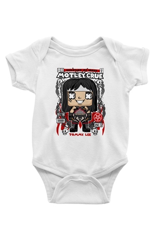 Motley Crue - Tommy Lee Baskılı Unisex Beyaz Bebek Body - Zıbın