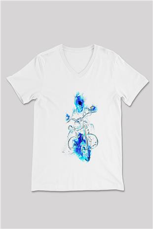 Motor Sporları Baskılı Unisex V Yaka Tişört - Tshirt
