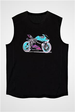 Motor Sporları - Motor sports Baskılı Unisex Siyah Kolsuz Tişört