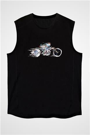 Motor Sporları - Motor sports Baskılı Unisex Siyah Kolsuz Tişört