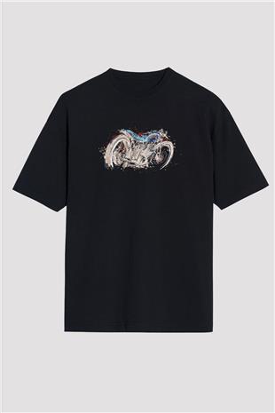 Motor Sporları - Motor sports Baskılı Unisex Siyah Oversize Tişört