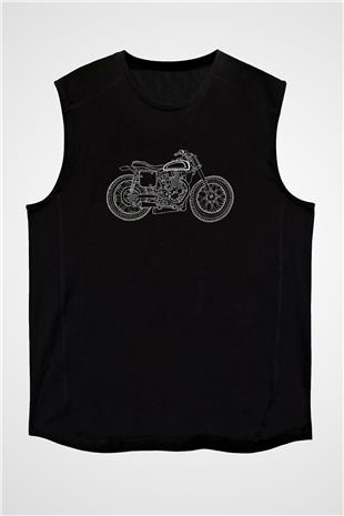 Motor Sporları - Motor sports Baskılı Unisex Siyah Kolsuz Tişört