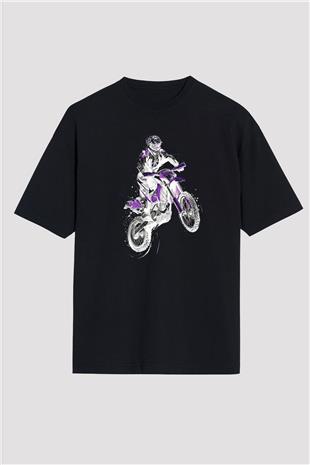 Motor Sporları - Motor sports Baskılı Unisex Siyah Oversize Tişört
