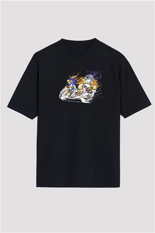 Motor Sporları - Motor sports Baskılı Unisex Siyah Oversize Tişört