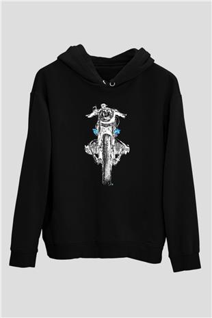Motor Sporları - Motor sports Baskılı Unisex Siyah Hoodie