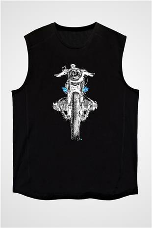Motor Sporları - Motor sports Baskılı Unisex Siyah Kolsuz Tişört