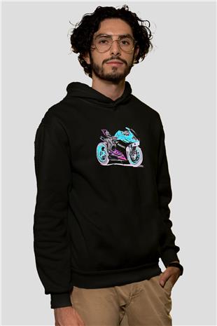 Motor Sporları - Motor sports Baskılı Unisex Siyah Hoodie