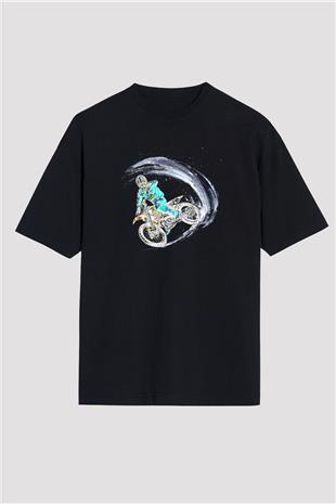Motor Sporları - Motor sports Baskılı Unisex Siyah Oversize Tişört