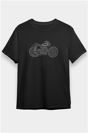 Motor Sporları - Motor sports Baskılı Unisex Siyah Tişört - Tshirt